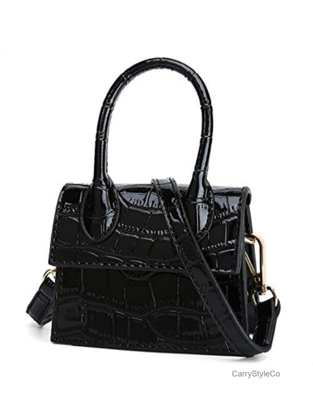 Mini Crossbody Bag with Crocodile Pattern - Faux Leather Purse for Women,